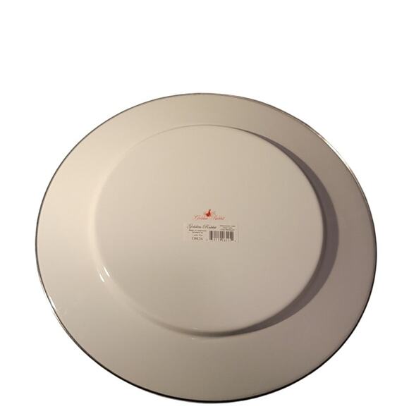 Golden Rabbit Red Abstract Swirl Enamelware Collector Plate 12.5" - Picture 4 of 10